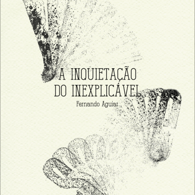 Capa de livro A INQUIETAÇÃO DO INEXPLICÁVEL com desenho em preto de leque aberto