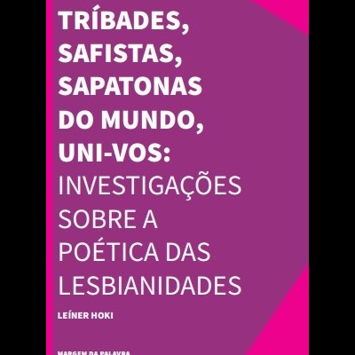 Capa de livro rosa com texto branco sobre poética das lesbianidades