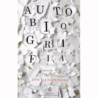 Capa do livro Autobiografia com fundo de papel rasgado e letras em preto e vermelho.