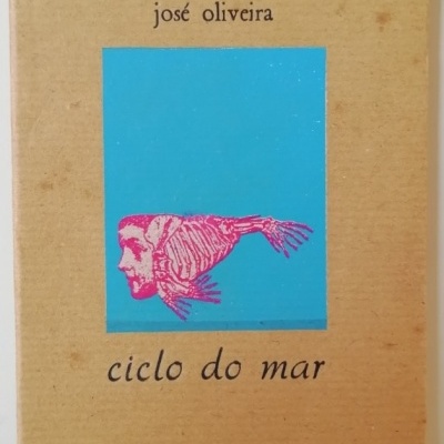 Capa de livro bege com título 'ciclo do mar' e ilustração azul e rosa