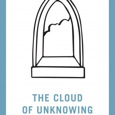 Capa do livro THE CLOUD OF UNKNOWING com desenho de uma janela preta e nuvem no centro