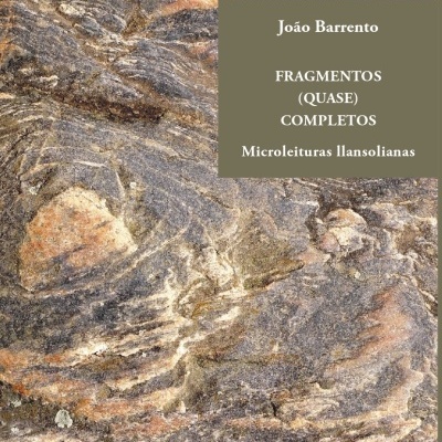 Livro com capa marmoreada e texto branco em retângulo cinza