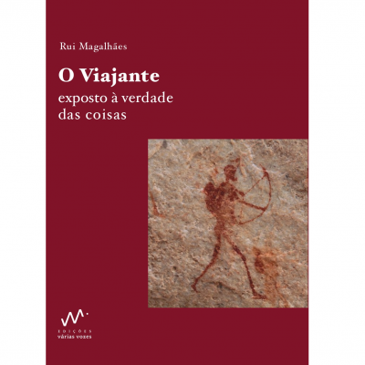 Capa de livro vermelho com pintura rupestre e texto do título e autor