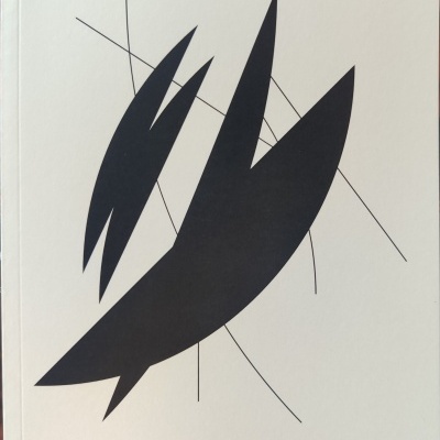 Capa de livro branca com ilustração abstrata preta e texto