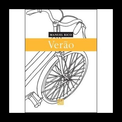 Capa de livro com desenho de bicicleta e texto MANUEL RICO Verão