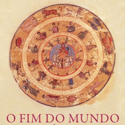 Capa de livro com título O FIM DO MUNDO CLÁSSICO e ilustração circular antiga