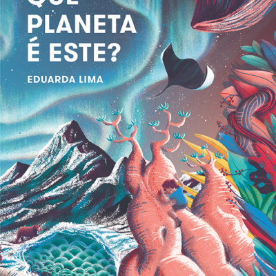 Capa de livro ilustrada com elementos fantásticos de um planeta, título e autor visíveis