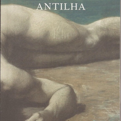 Capa de livro com pintura de forma humanóide e texto Antilha de Amândio Reis