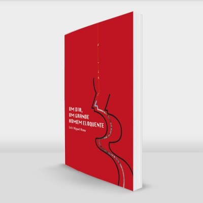 Livro com capa vermelha, texto branco e linha preta sinuosa