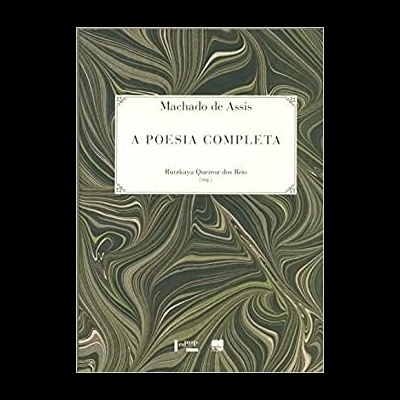 Capa de livro com padrão marmoreado e etiqueta branca central com texto