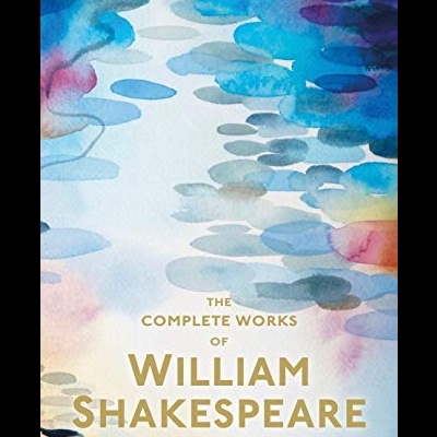 Capa de livro colorida com texto de William Shakespeare