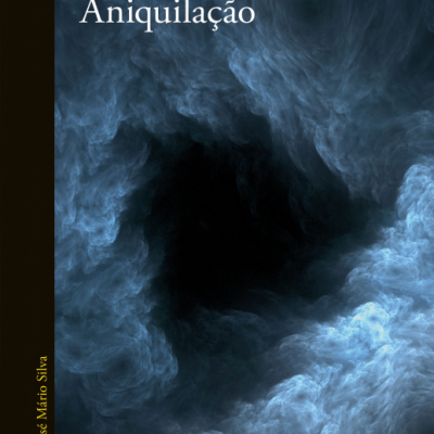 Capa do livro 'Aniquilação' de Michel Houellebecq com fundo em tons azuis e preto