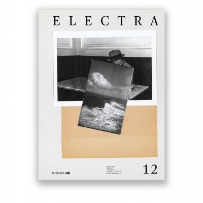 Capa de revista ELECTRA com imagens em preto e branco e fundo bege