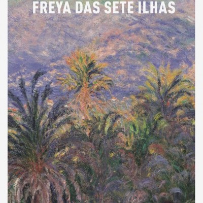 Capa do livro Freya das Sete Ilhas com ilustração de palmeiras e texto branco