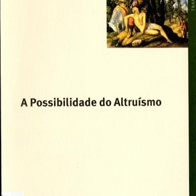 Capa de livro branco e verde com título A Possibilidade do Altruísmo e pintura pequena