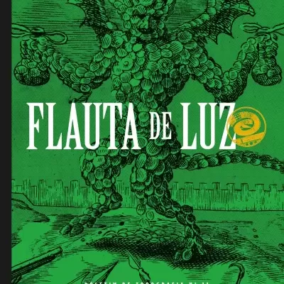 Capa verde com ilustração de criatura feita de bolhas e texto FLUTA DE LUZ