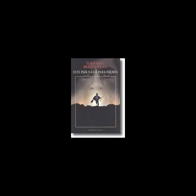 Capa de livro 'ESTE PAÍS NÃO É PARA VELHOS' com fundo de montanhas ao entardecer e figura humana