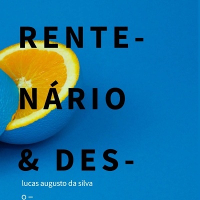 Capa de livro azul com uma laranja cortada pintada de azul e texto em preto.