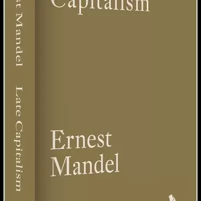 Capa de livro castanha com título Late Capitalism de Ernest Mandel.