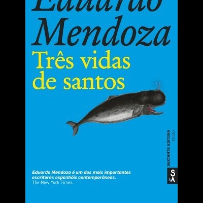 Capa de livro azul com título, autor e ilustração de baleia