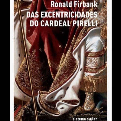 Capa de livro com vestes vermelhas e douradas luxuosas e texto em branco