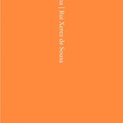 Capa de livro laranja com texto branco vertical