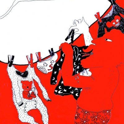 Ilustração de urso estendendo roupa com texto do título do livro