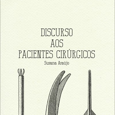 Capa de livro com título e desenhos de instrumentos cirúrgicos antigos