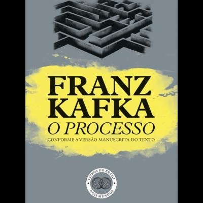 Capa do livro O Processo de Franz Kafka com design de labirinto