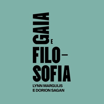 Capa de livro verde-azulado com texto preto vertical 'GAIA E FILOSOFIA'