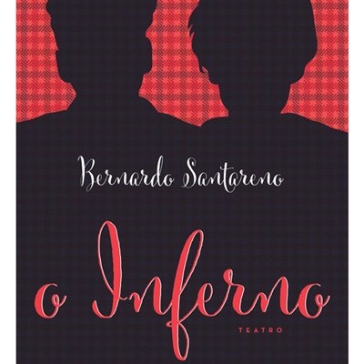 Capa de livro com silhuetas e texto o Inferno Teatro