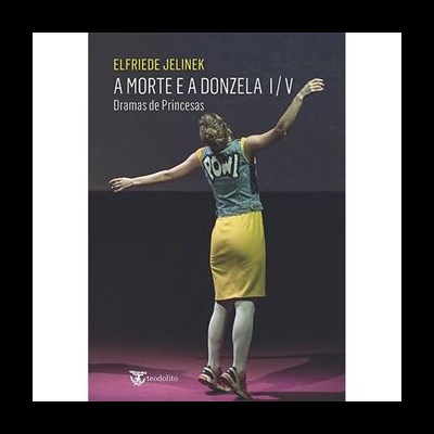 Capa de livro com pessoa de costas a usar saia amarela e camisola cinzenta com texto