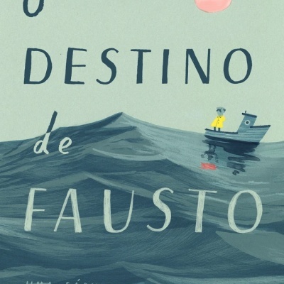 Capa do livro O Destino de Fausto com mar, barco e título