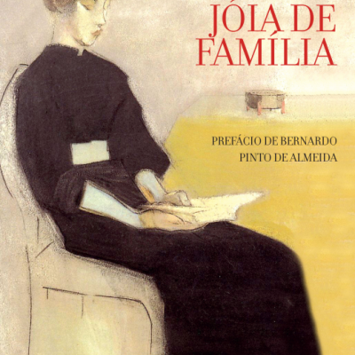 Capa do livro 'Jóia de Família' de Agustina Bessa-Luis com ilustração de mulher a ler