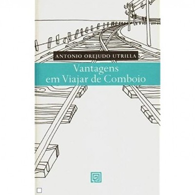 Capa de livro com desenho de carris de comboio e título em azul