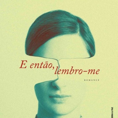 Capa de livro com rosto de mulher e faixa com texto sobre os olhos