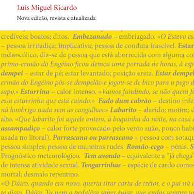 Página de livro com título, nome do autor, e texto em português em fundo amarelo