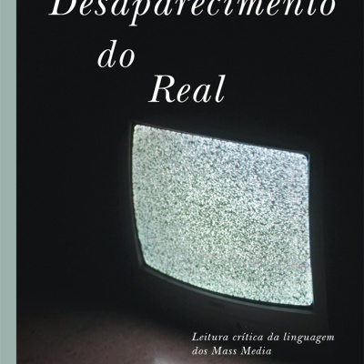 Capa de livro com título e imagem de televisão antiga a mostrar estática