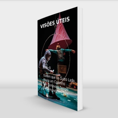 Livro preto com título 'VISÕES ÚTEIS' e imagem colorida na capa