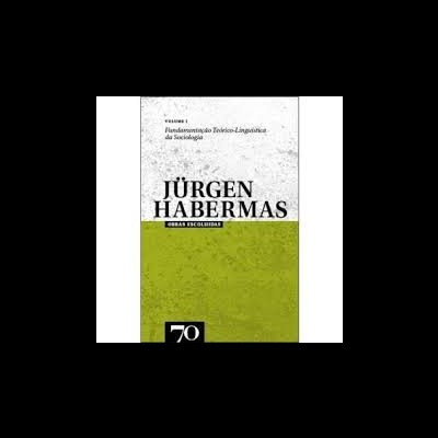 Capa de livro de Jürgen Habermas com fundo branco e verde, texto em preto e número 70 no canto inferior