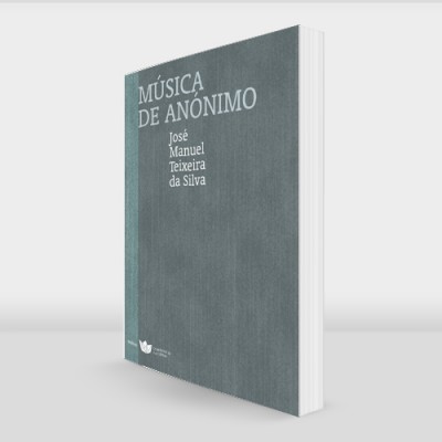 Livro com capa cinzenta e título branco 'MÚSICA DE ANÓNIMO'