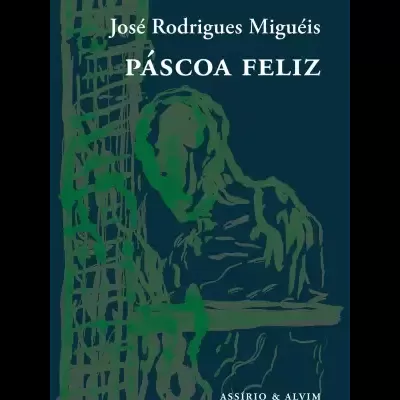 Capa de livro Páscoa Feliz de José Rodrigues Miguéis com ilustração em azul e verde