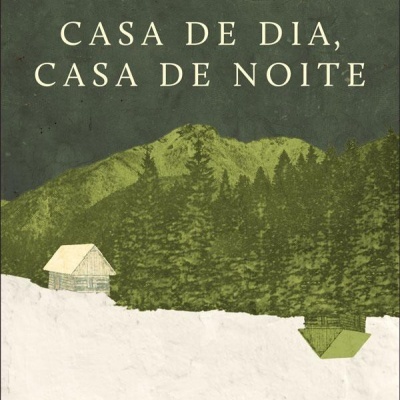 Capa do livro 'Casa de Dia, Casa de Noite' de Olga Tokarczuk com ilustrações de casas e árvores