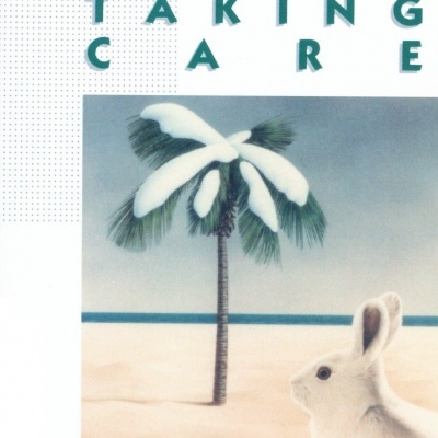 Capa do livro 'Taking Care' de Joy Williams com coelho e árvore com neve