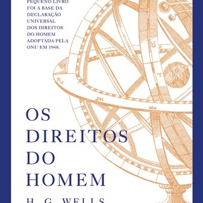 Capa do livro 'Os Direitos do Homem' de H. G. Wells com ilustração de globo celeste