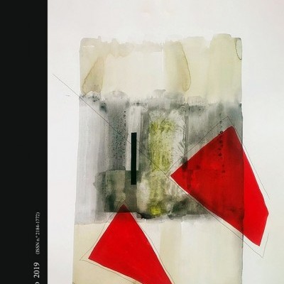 Capa da revista NERVO/6 colectivo de poesia com arte abstrata e formas geométricas vermelhas e cinzentas