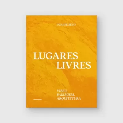 Capa de livro laranja com texto branco sobre lugares livres
