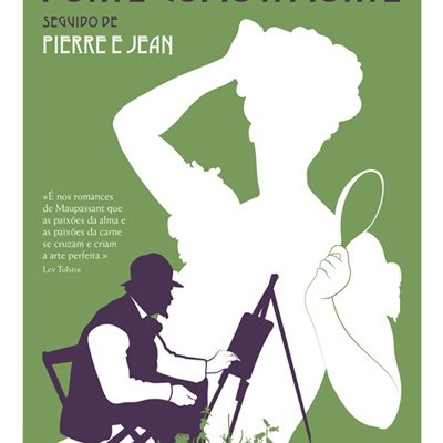 Capa de livro verde com ilustração de mulher e pintor e texto do título e autor