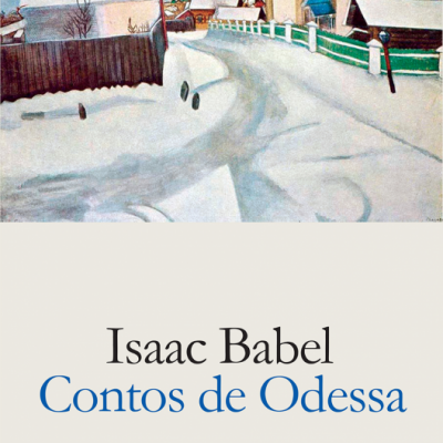 Capa do livro 'Contos de Odessa' com ilustração de paisagem nevada e figura humana