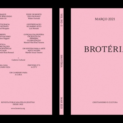 Capa e contracapa de um livro rosa intitulado BROTÉRIA, edição de Março de 2021.